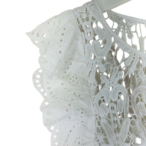 Gap white eyelet lace  sleeveless ruffle top size xs - Picture 4 of 16